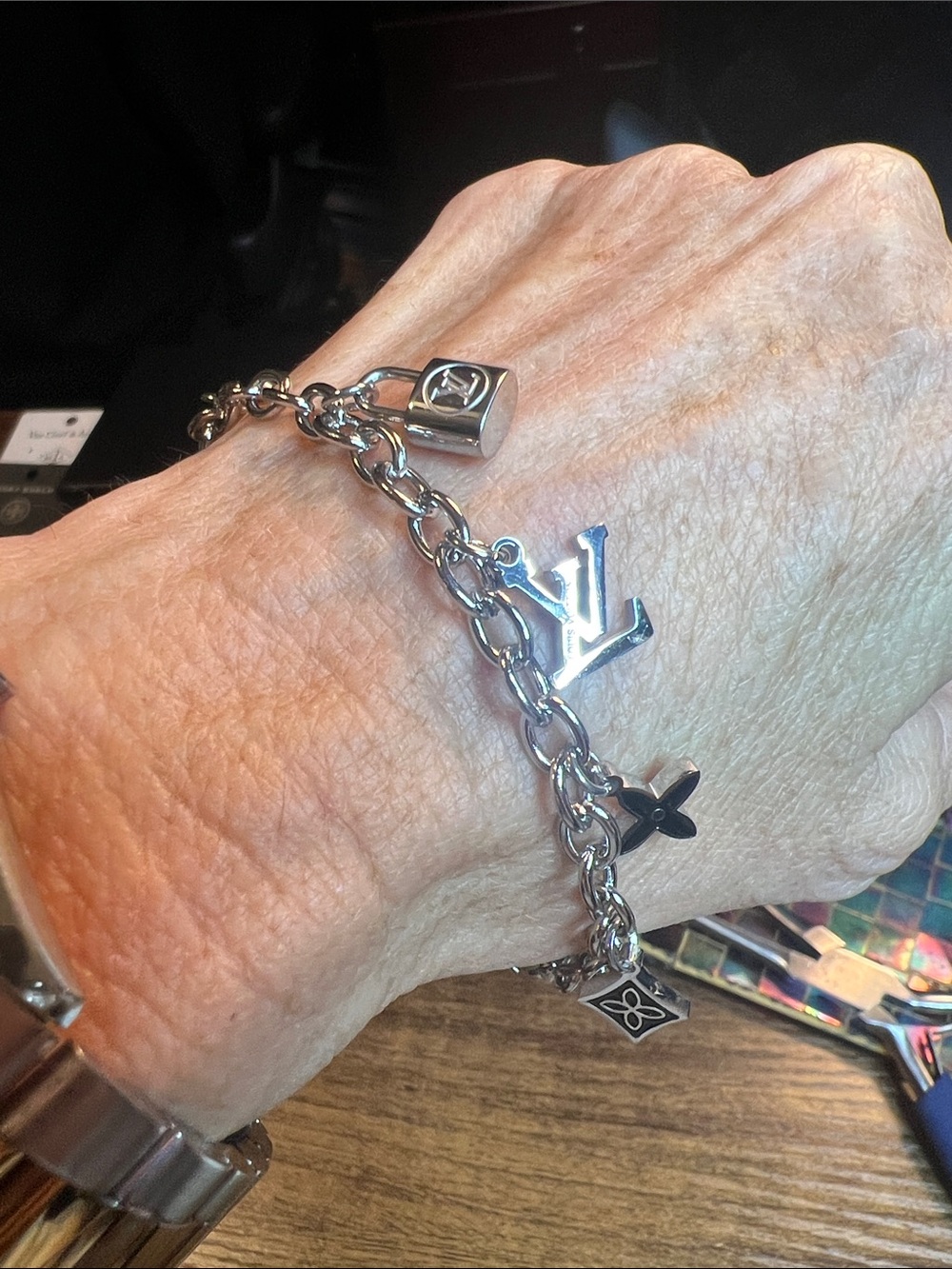 Silver-Tone Monogram Charm Bracelet - Silver